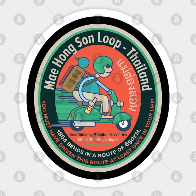 Mae Hong Son Loop - Scooter Trip - Backpacker Badge Thailand Sticker by Boogosh